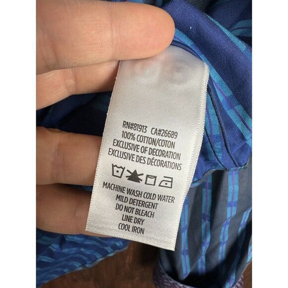 Robert Graham Multicolored Striped Shirt Blue Purple Red Cuffs Mens 2XL XXL EUC - Picture 3 of 9